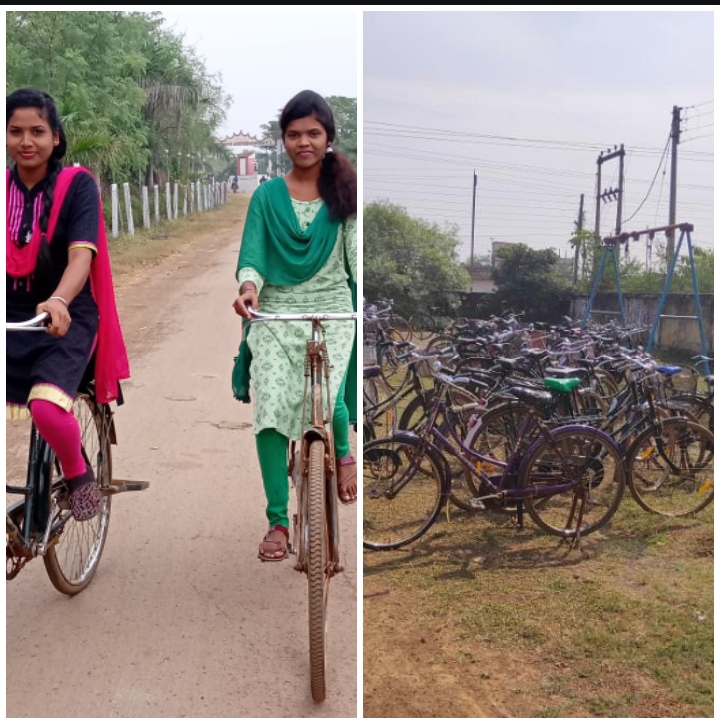 student use bicycle-Shahid Durwasa Nishad Government College Arjunda District Balod, C.G.