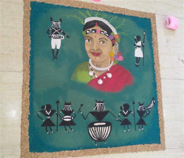 रंगोली प्रतियोगिता युवा उत्सव -Shahid Durwasa Nishad Government College Arjunda District Balod, C.G.